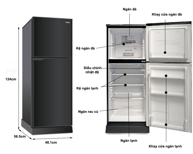 chi tiết - Tủ lạnh Aqua 130 lít AQR-T150FA BS
