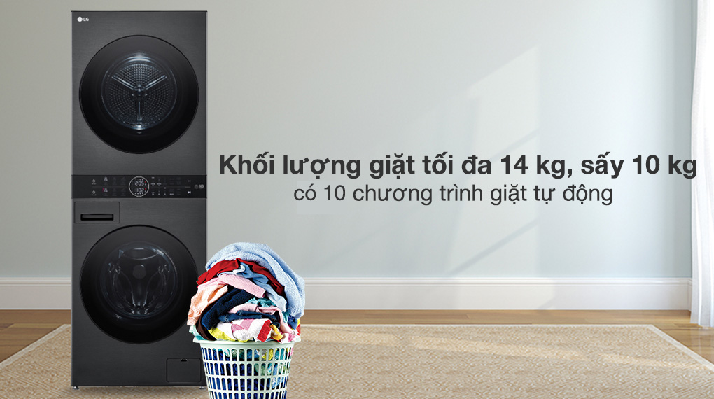 Máy giặt sấy LG Inverter 14 kg WT1410NHB - Khối lượng giặt và chương trình giặt