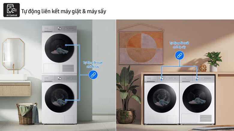Máy sấy Samsung DV90BB9440GHSV - Tự động liên kết máy giặt & máy sấy