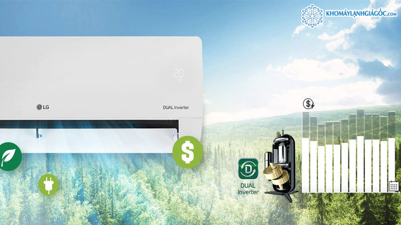 Máy lạnh LG Inverter 1.5 HP V13ENS1 tiết kiệm điện hiệu quả lên đến 70%