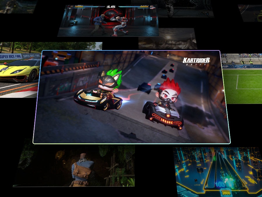 Nhiều cảnh rải rác từ các trò chơi có một cảnh chính ở phía trước và trung tâm. RPG được coi là thể loại của nó, sau đó nó được quét vào các cài đặt tối ưu bằng công nghệ AI của Samsung. Sau đó, cảnh chính thay đổi và Đua xe được phát hiện là thể loại của Kart Rider Drift vì nó cũng được quét thành khung cảnh tối ưu.