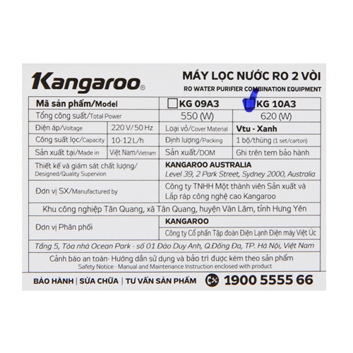 Máy lọc nước RO nóng nguội lạnh Kangaroo KG10A3 10 lõi 8