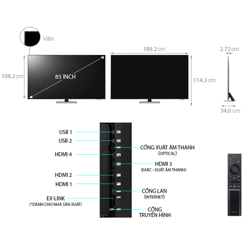 NEO QLED Tivi 4K Samsung 85QN85A 85 inch Smart TV Mới 2021 6