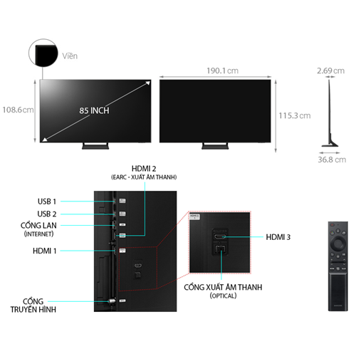 QLED Tivi 4K Samsung 85Q60A 85 inch Smart TVMới 2021 7