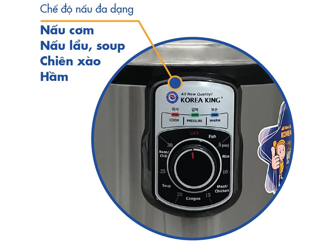 Nồi có núm vặn dễ chọn chế độ nấu Nồi áp suất điện cơ