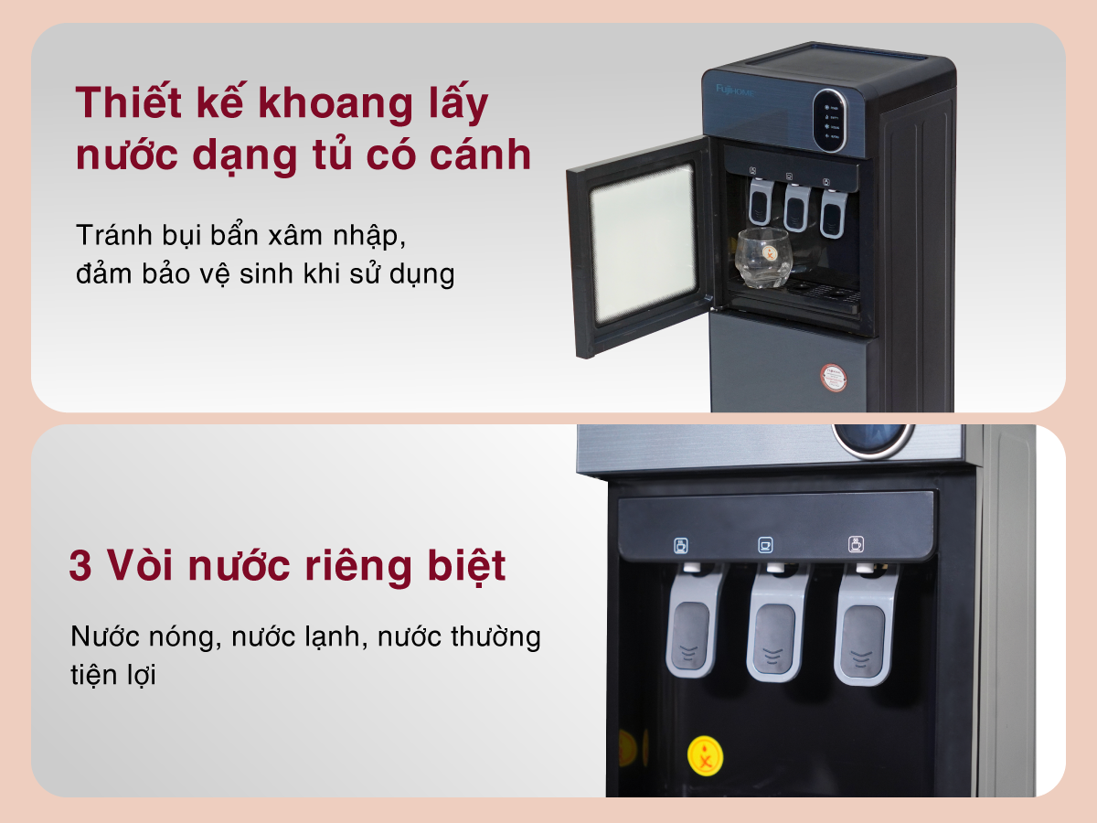 Cây nước nóng lạnh cao cấp Fujihome WD11ES 3 vòi, bình nước âm
